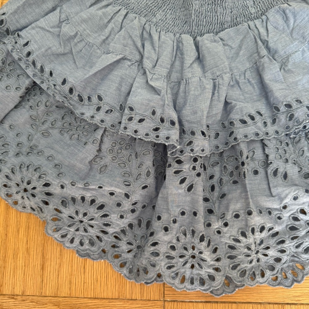 St. Roche Ruffle Embellishment Blue Mini Skirt - Picture 6 of 6
